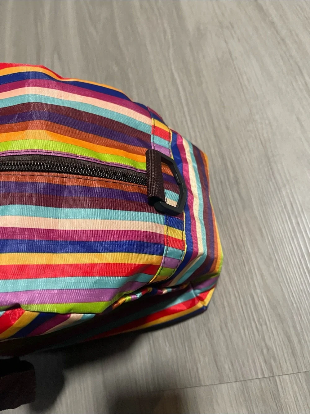 Striped Multi-Color Travel Duffle Bag with Brown Handles